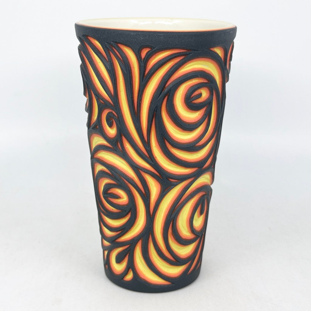 Lava Swirls Carved Pint 6 Layer Colored Porcelain