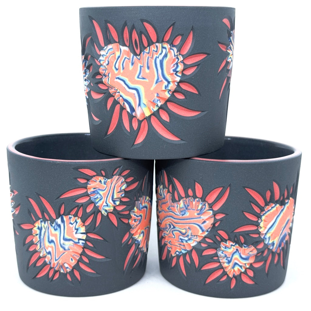 Black Heart Flares- 5 Color Hearts on 3-Layer Tumbler **Ready to Ship**