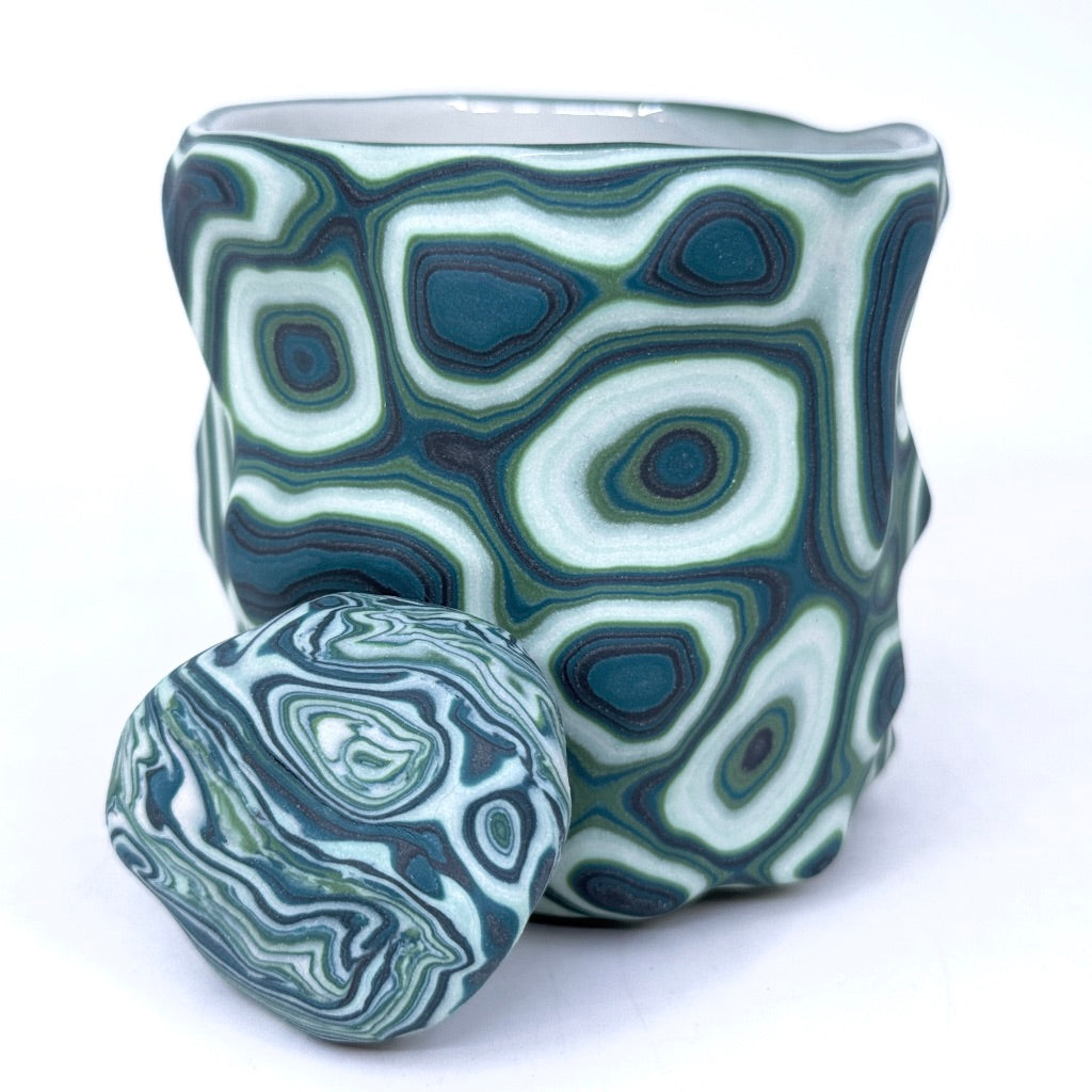 Malachite Test #2-  27-Layer Topo Carving Functional Fine Art Tumbler (comes with rock)