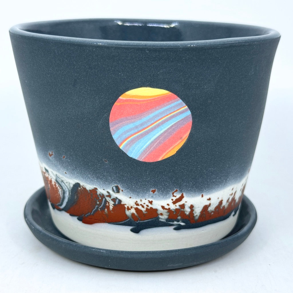 Red/Black Aurora Planter with Rainbow Moon (2 size options) *Preorder ship in 4-6 weeks*