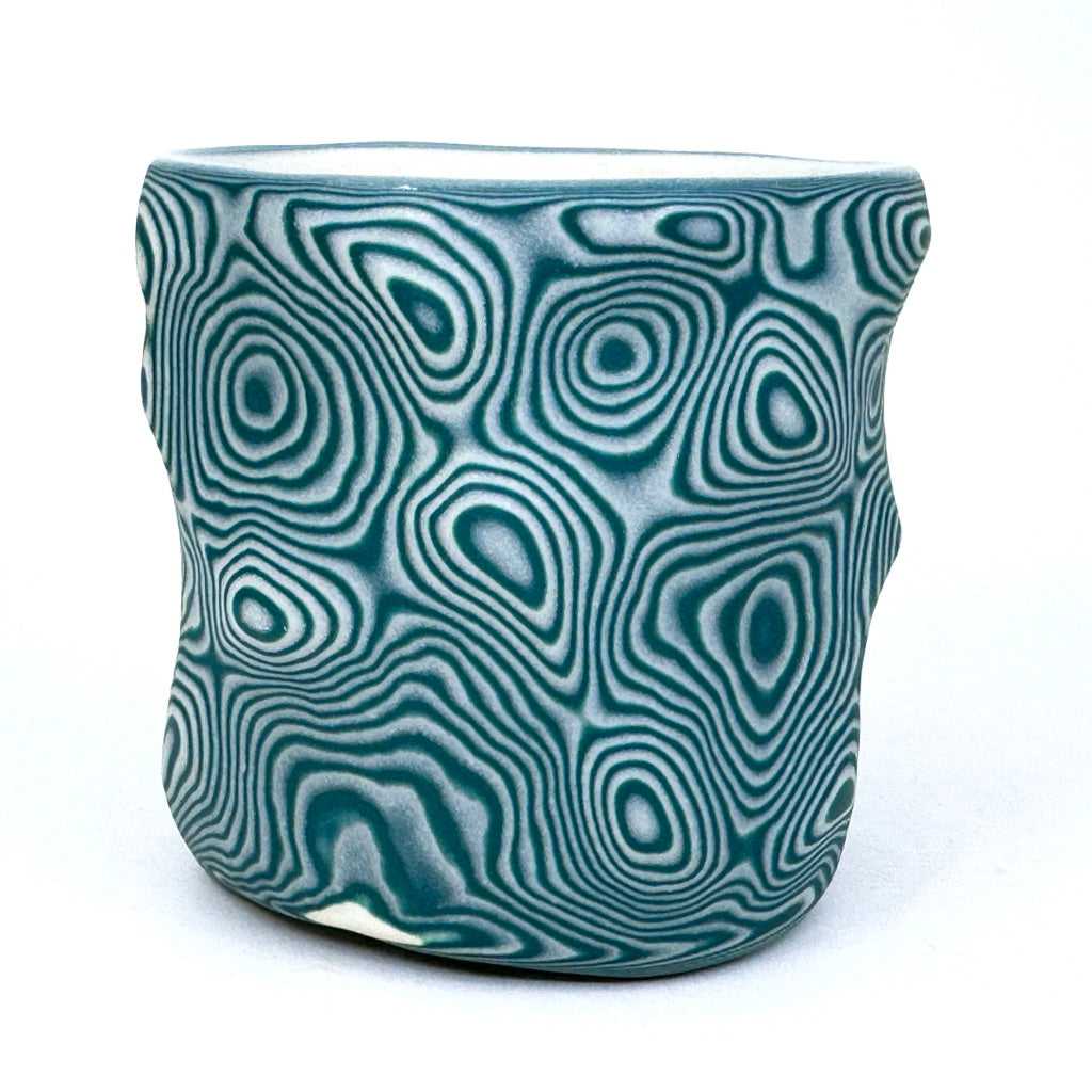 Teal and White 25-Layer Topography - Functional Fine Art Tumbler (2024)