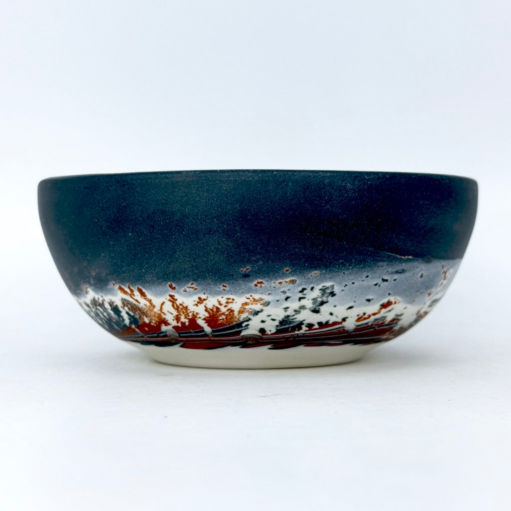 Red/Black Aurora Soup Bowl w/ Rainbow Planet *Preorder ship in 4-6 weeks*