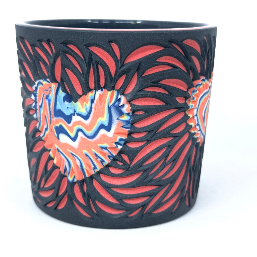 Preorder* Black Heart Starburst- 5 Color Hearts on 3-Layer Carved Tumbler* ship in 4-6 weeks