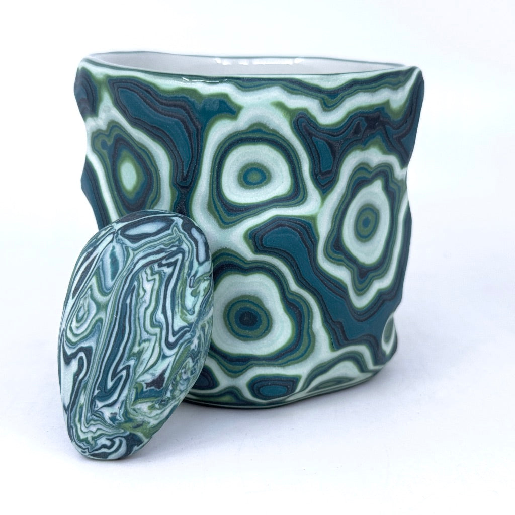 Malachite Test #1-  27-Layer Topo Carving Functional Fine Art Tumbler (comes with rock)