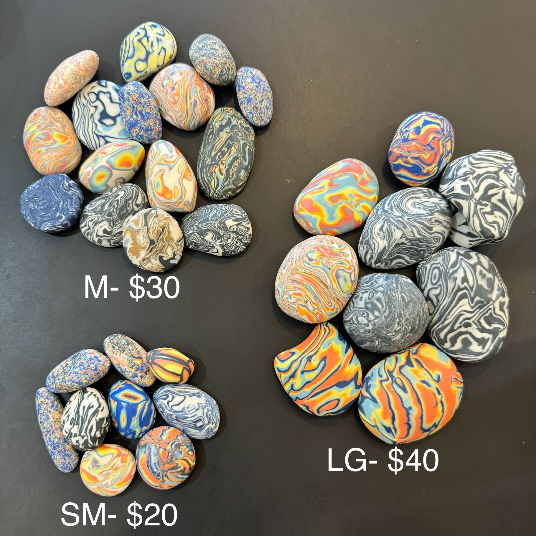 Porcelain Rock/ Worry Stone, 3 sizes - from various layering and carving processes, random grab bag product