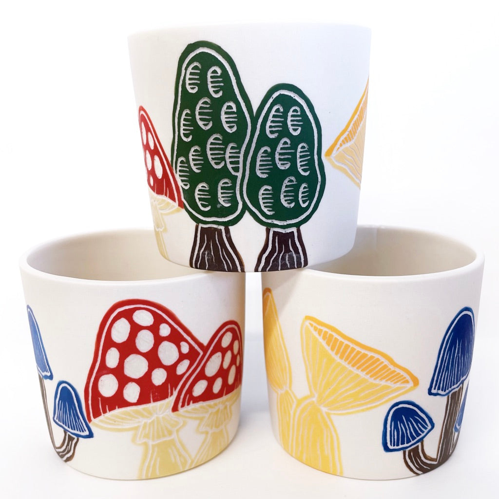 Colorful Shrooms Tumbler- Sgraffito by Katie Kelly *Preorder* Ship in 4-6 weeks