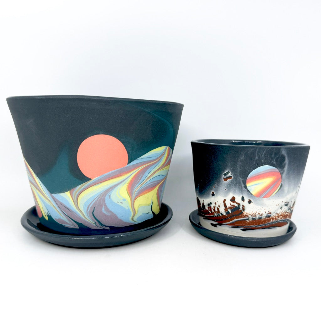 Red/Black Aurora Planter with Rainbow Moon (2 size options) *Preorder ship in 4-6 weeks*