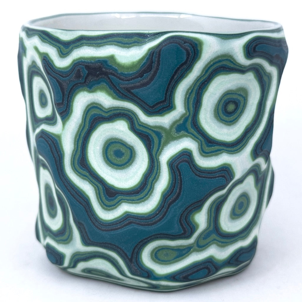 Malachite Test #1-  27-Layer Topo Carving Functional Fine Art Tumbler (comes with rock)