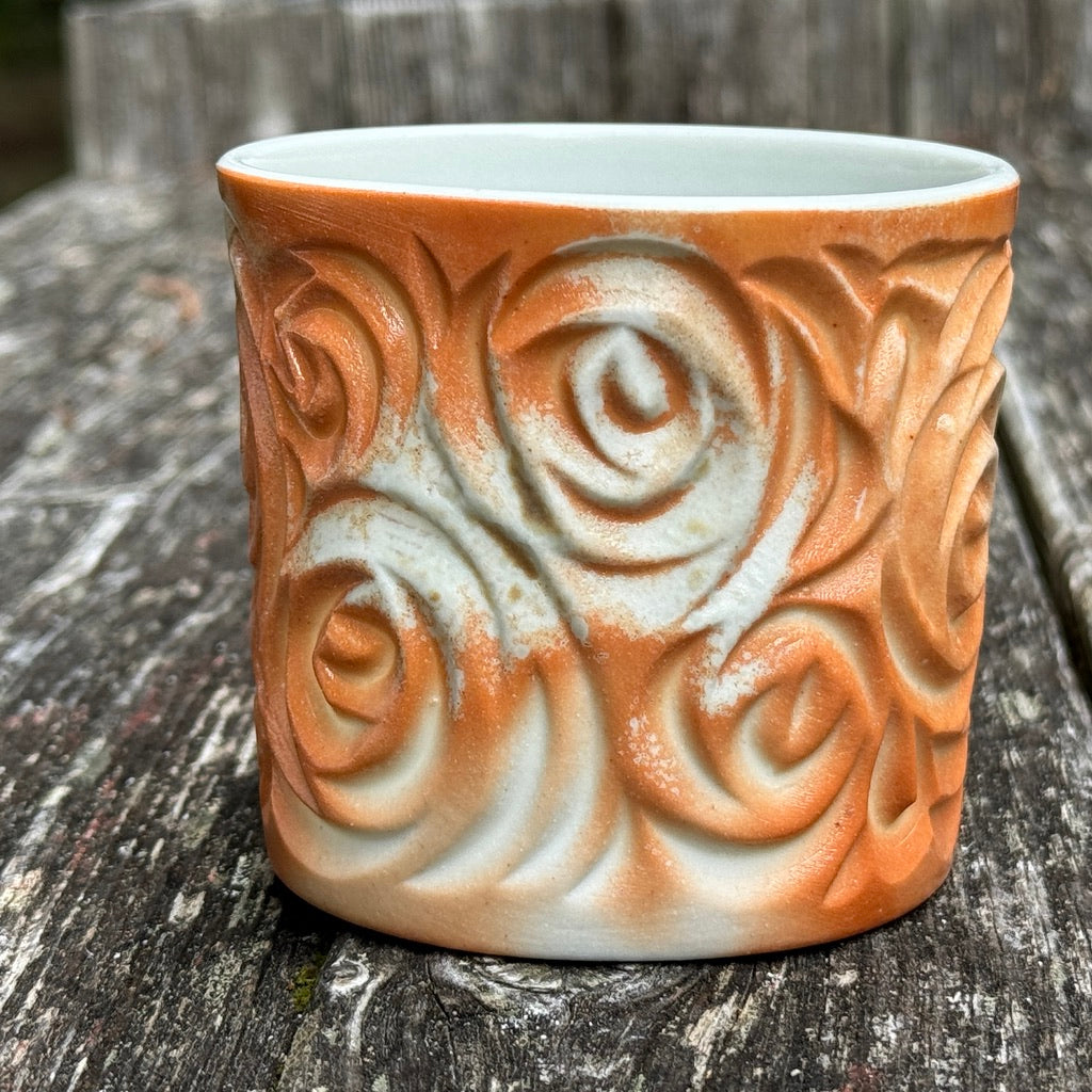 Wood Fired #30 Hand Carved Votive Beautiful Flashing