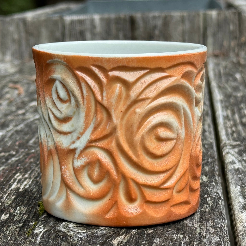 Wood Fired #30 Hand Carved Votive Beautiful Flashing