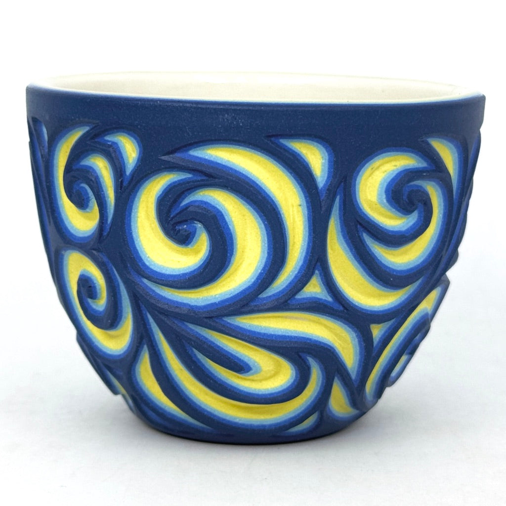 Starry Night Swirls- 5 Layer Carved Teacup