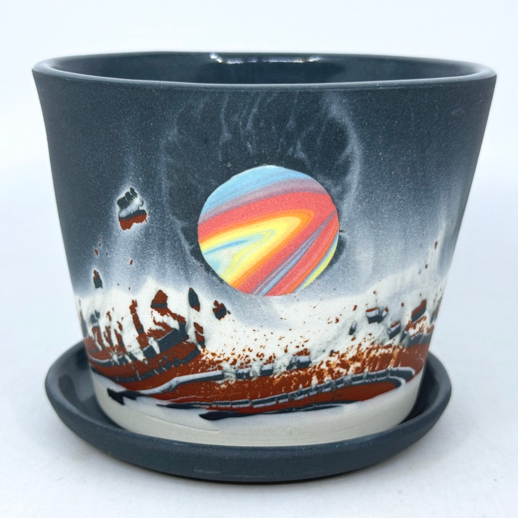 Red/Black Aurora Planter with Rainbow Moon (2 size options) *Preorder ship in 4-6 weeks*