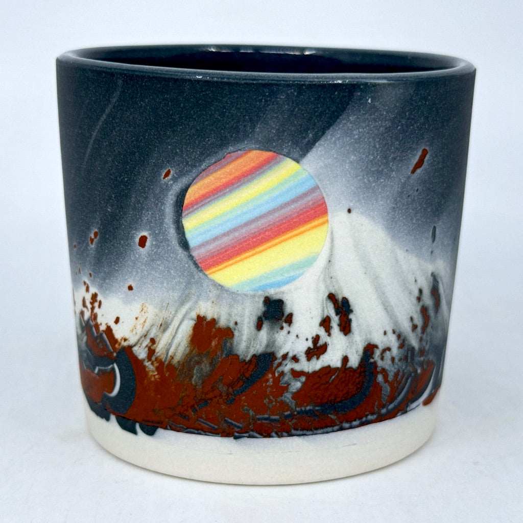 Red/Black Aurora w/ Rainbow Planet Tumbler (w/ gold rim option) *Preorder ship in 4-6 weeks*