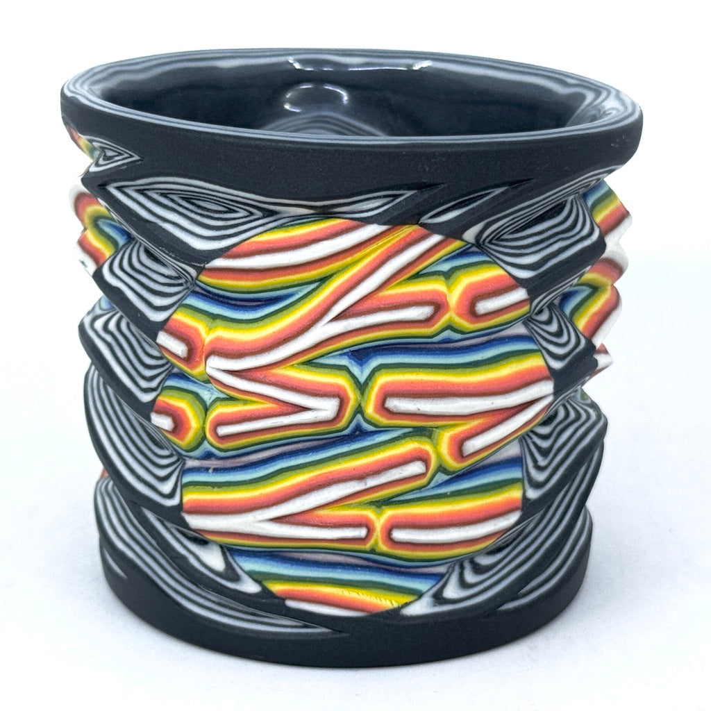 Flow Carved Hybrid - Functional Fine Art Tumbler 18 Layer Rainbow Inserts on Black/White (29 Layers)