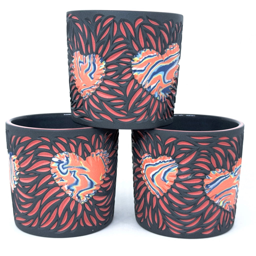 Preorder* Black Heart Starburst- 5 Color Hearts on 3-Layer Carved Tumbler* ship in 4-6 weeks