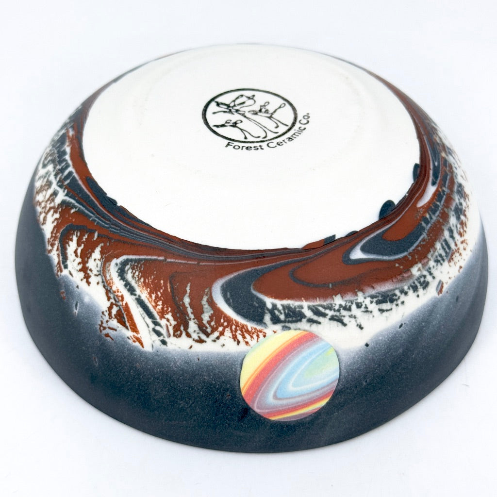 Red/Black Aurora Soup Bowl w/ Rainbow Planet *Preorder ship in 4-6 weeks*