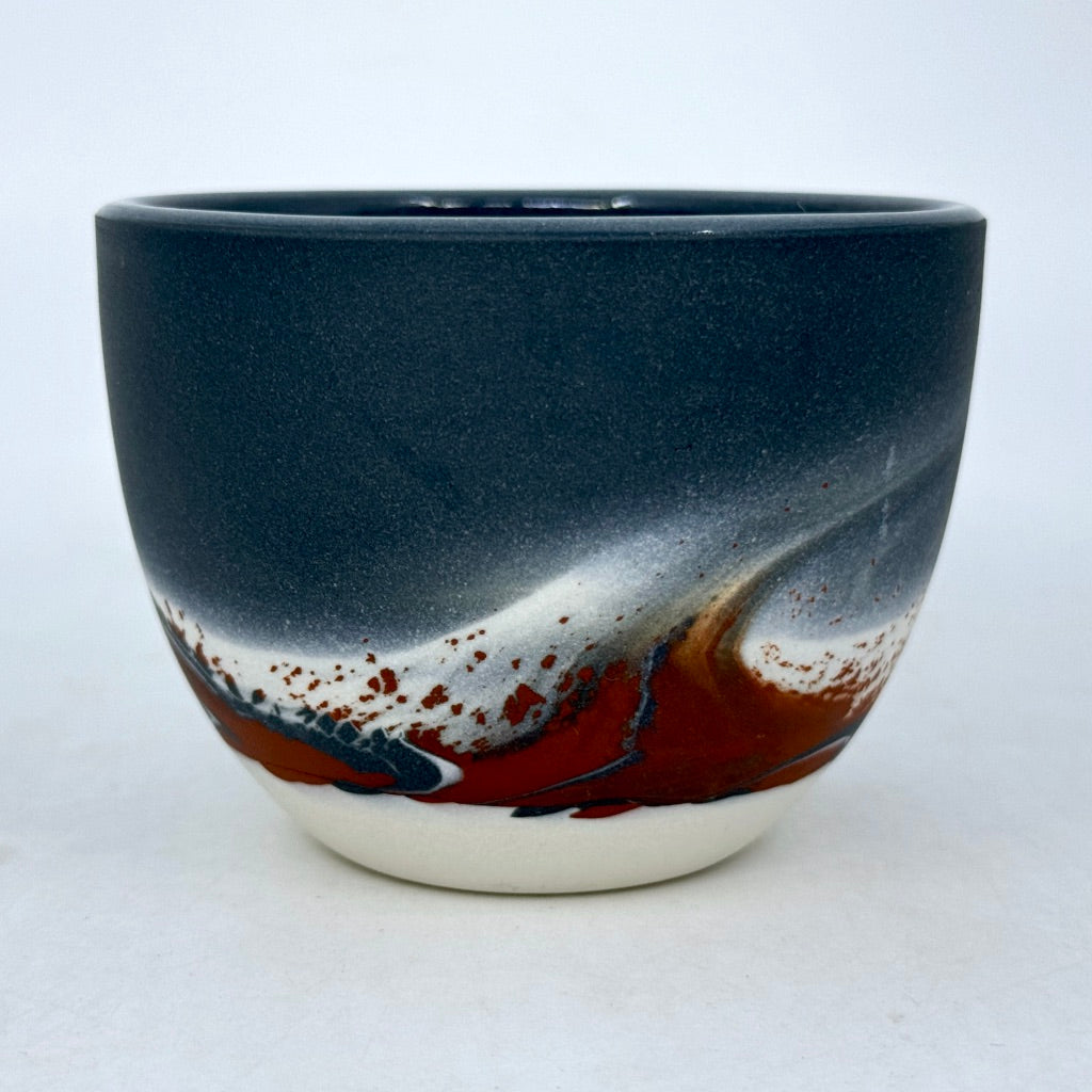 Red/Black Aurora Teacup w/ Rainbow Planet *Preorder ship in 4-6 weeks*