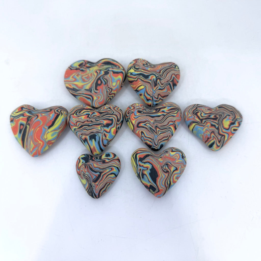 Porcelain Heart Rock made from Hybrid Layered Extras (sold individually, 3 sizes, 8 total available ready to ship)