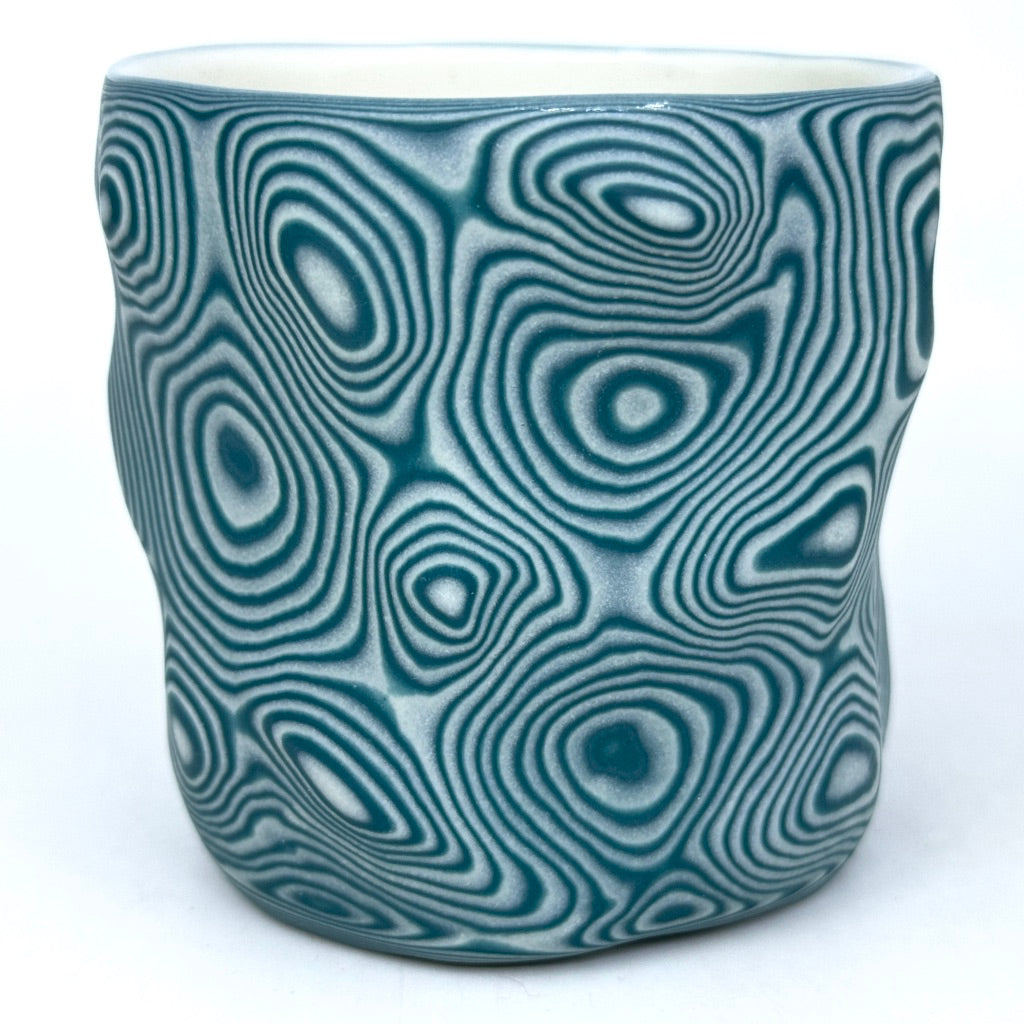 Teal and White 25-Layer Topography - Functional Fine Art Tumbler (2024)