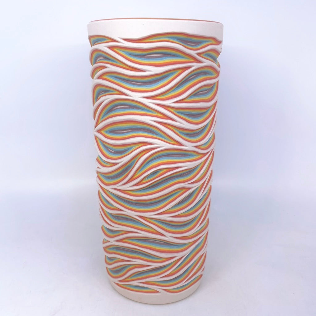 Rainbow Flow Large Column Vase 8-Layer Hand Carved *Now Preorder, ship in 4-6 weeks*