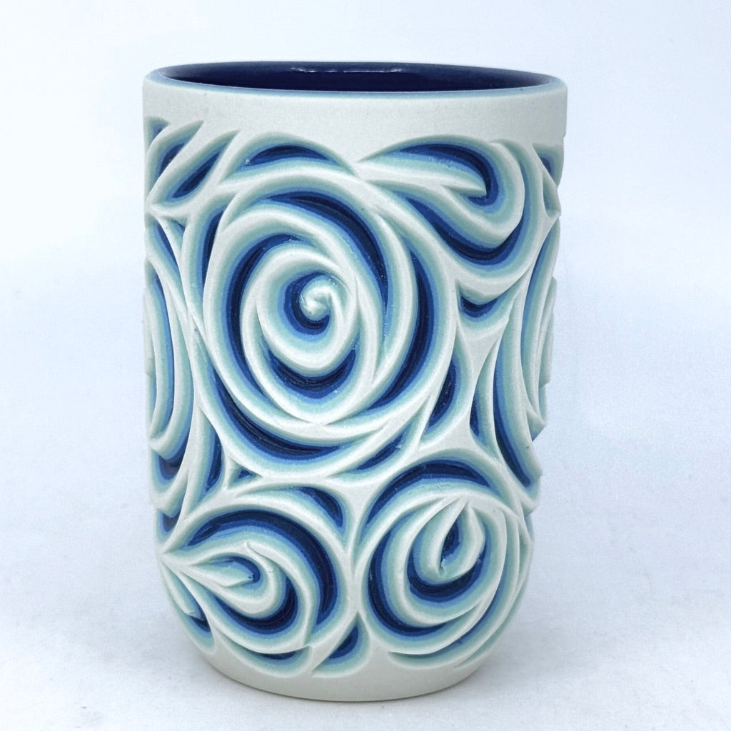 Glacier Swirls- 5 Layer Carved Juice Cup