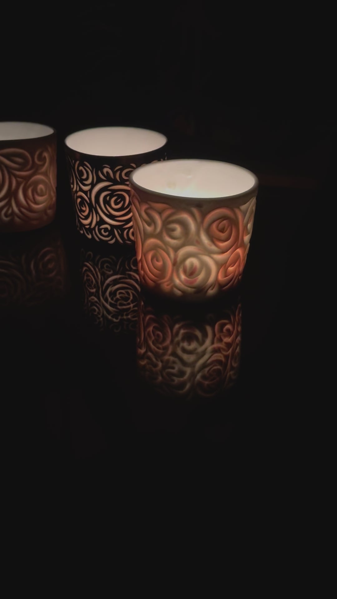 Wood Fired #30 Hand Carved Votive Beautiful Flashing