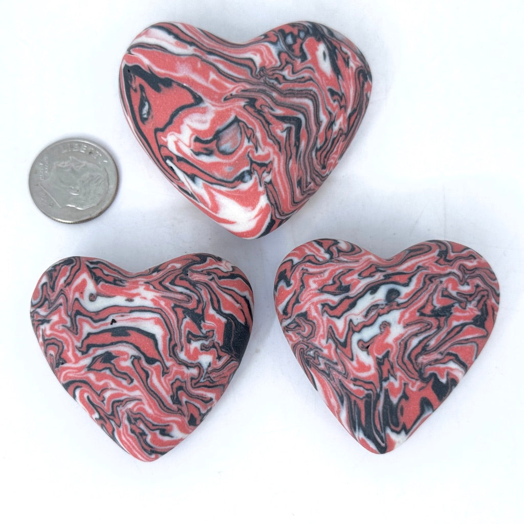 Porcelain Heart Rock made from 3-Layer Extras (sold individually, 3 available ready to ship)