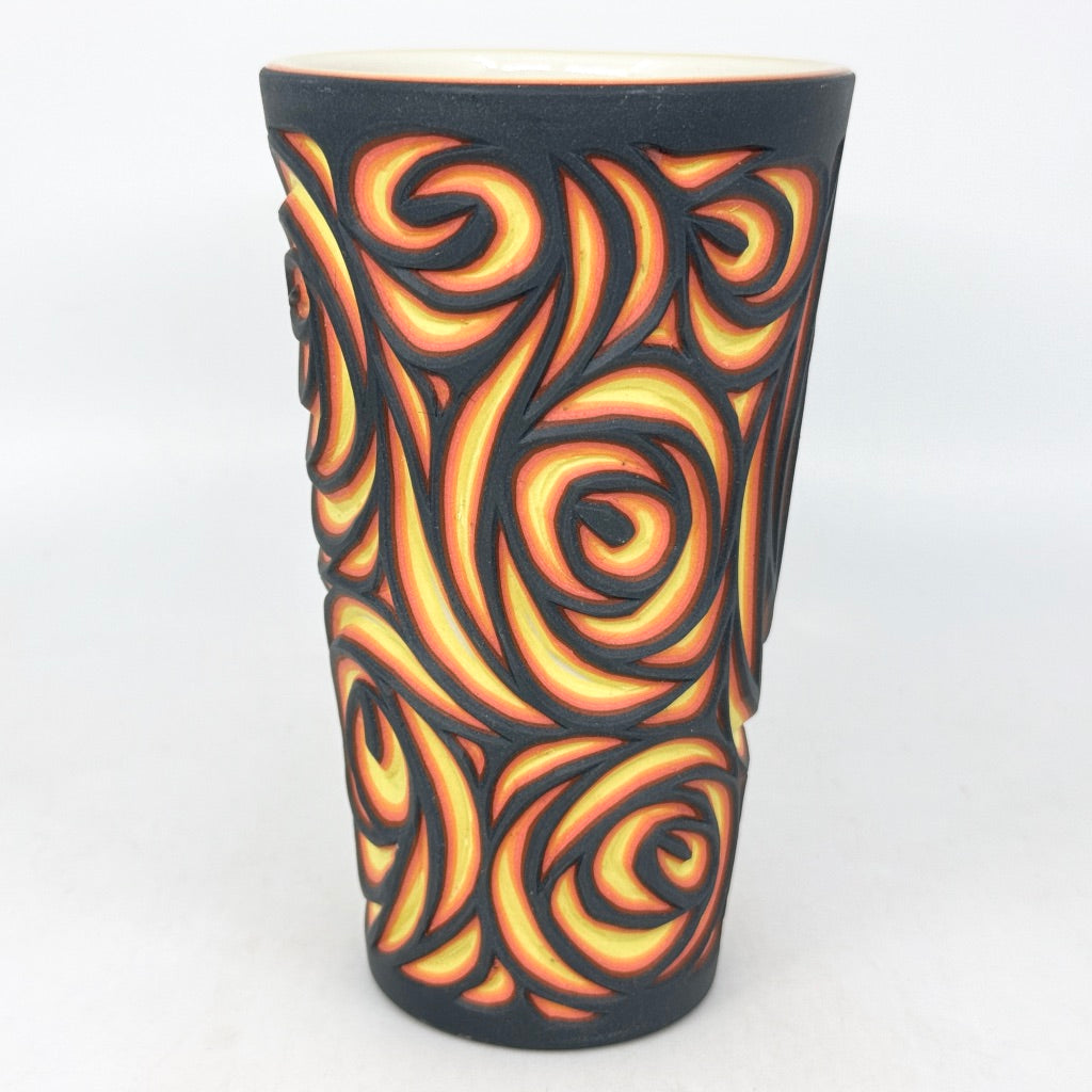 Lava Swirls Carved Pint 6 Layer Colored Porcelain