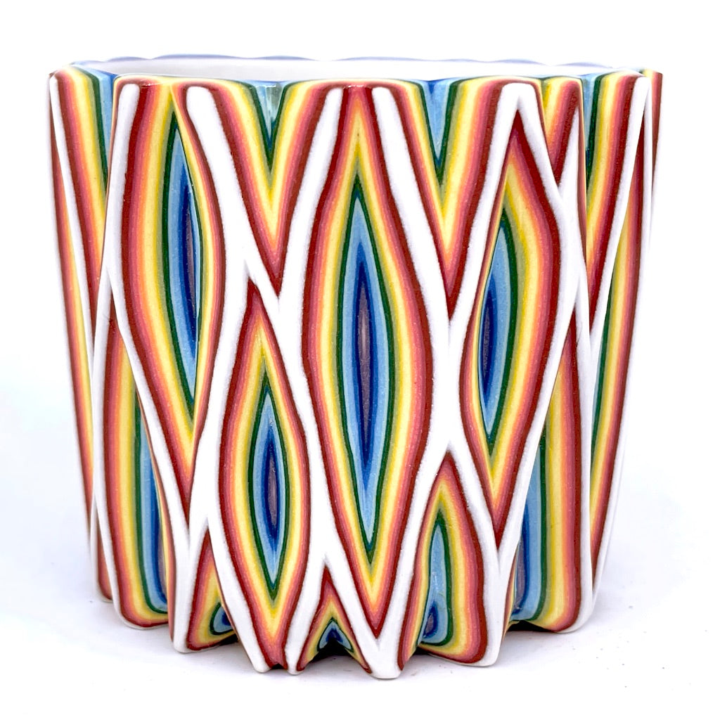 Rainbow 15 Layer Experimental Vertical Mesh Carving - Functional Fine Art Tumbler