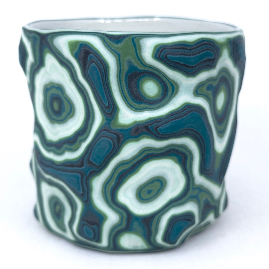 Malachite Test #1-  27-Layer Topo Carving Functional Fine Art Tumbler (comes with rock)