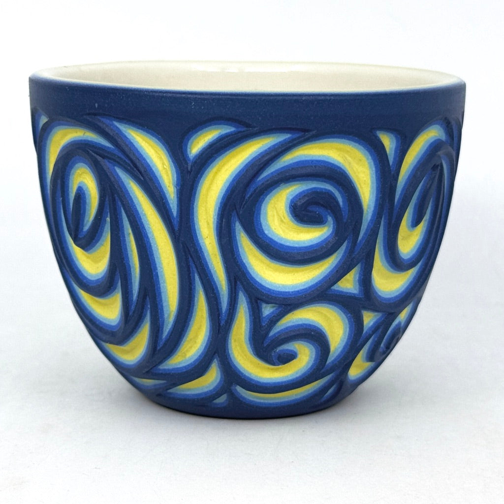 Starry Night Swirls- 5 Layer Carved Teacup