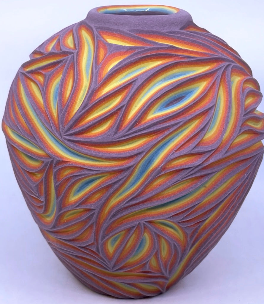 Intricate Carved Rainbow 7 Layer Bud Vase (one of each available to ship)