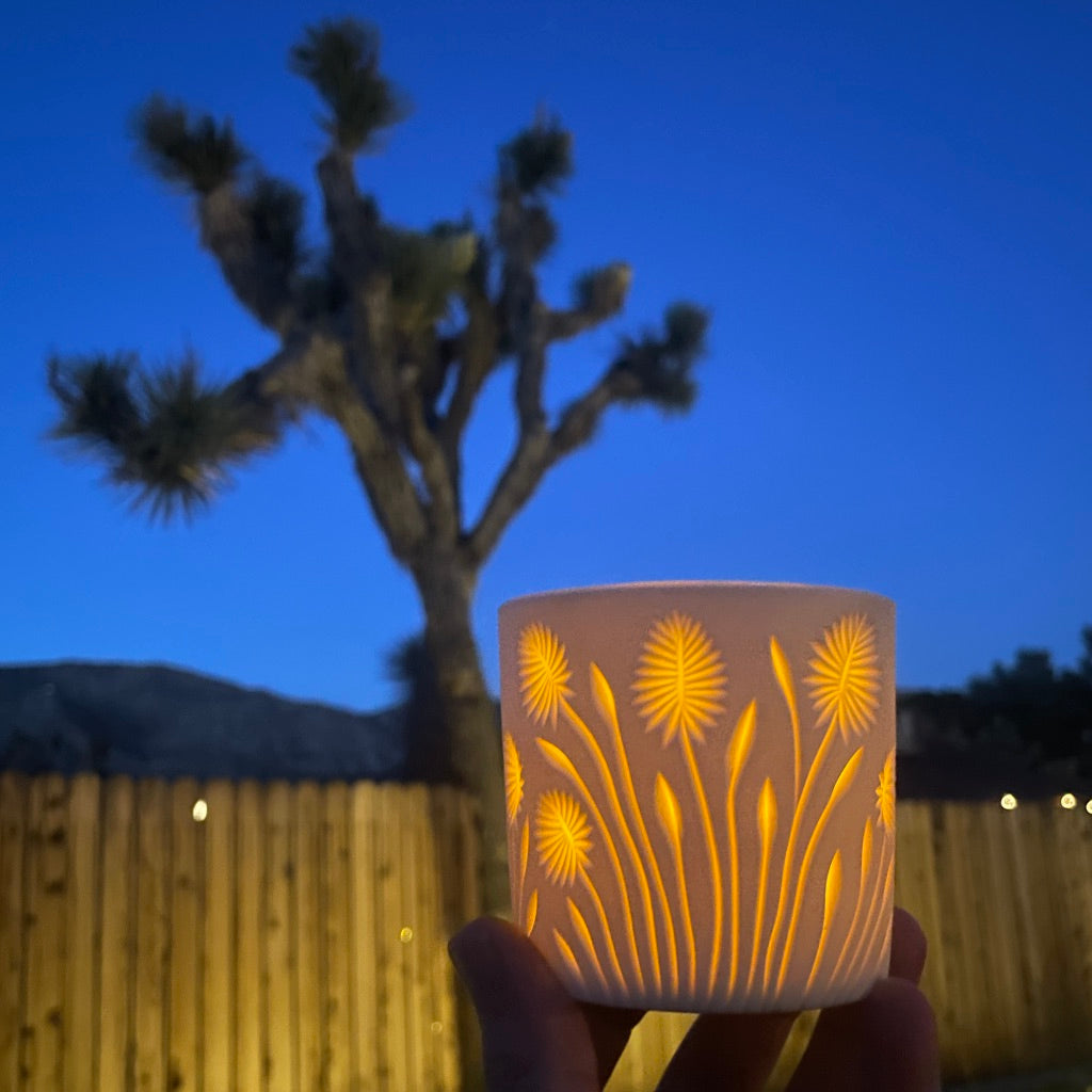 Botanical Carved Luminary/ Candle Holder -  Preorder, ship in 2 weeks