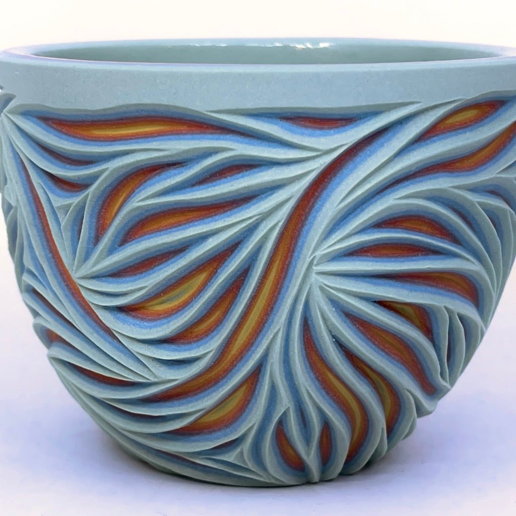 Intricate Carved Rainbow 7 Layer Teacup (limited stock ready to ship)