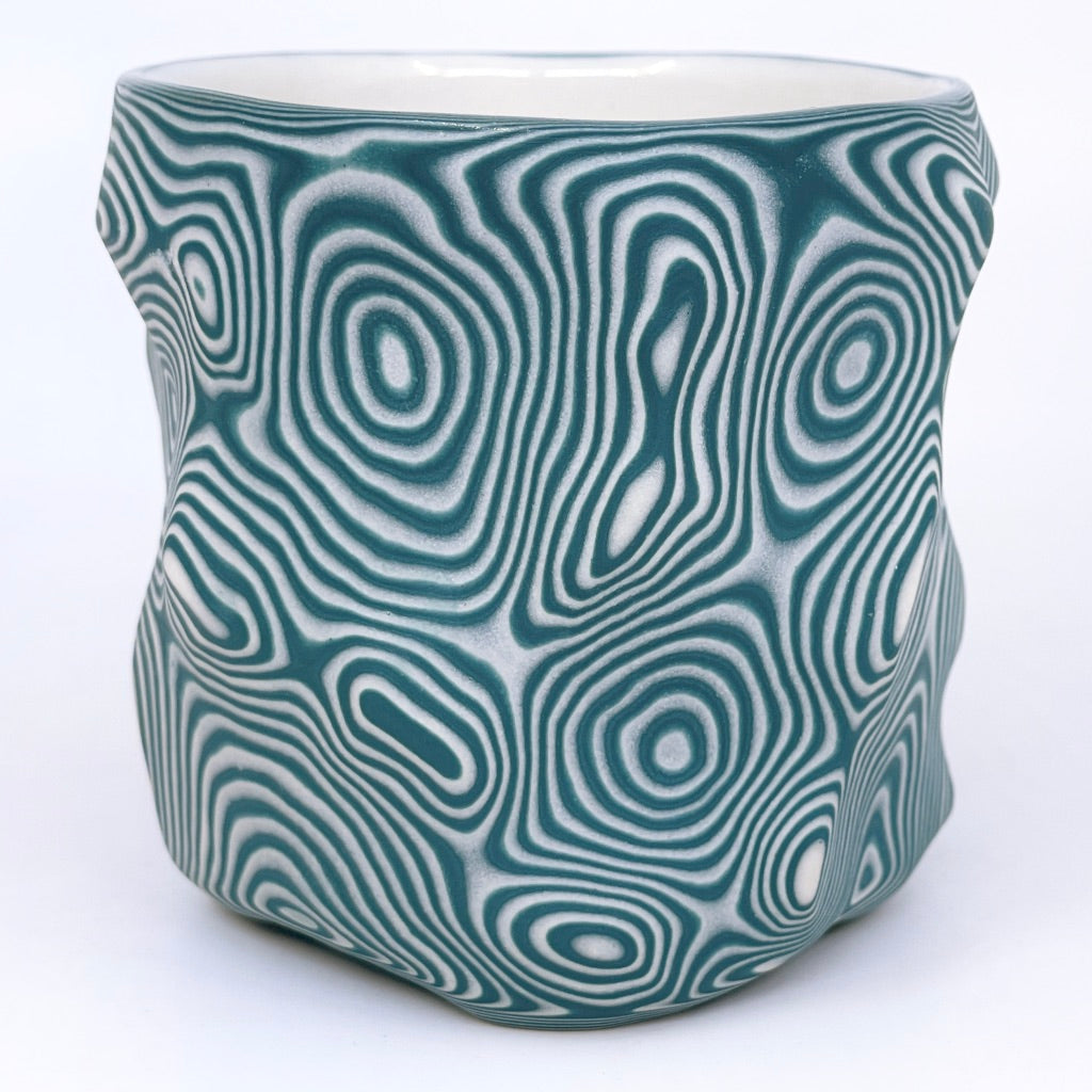 Teal & White 27-Layer Topography Functional Fine Art Tumbler (2022)