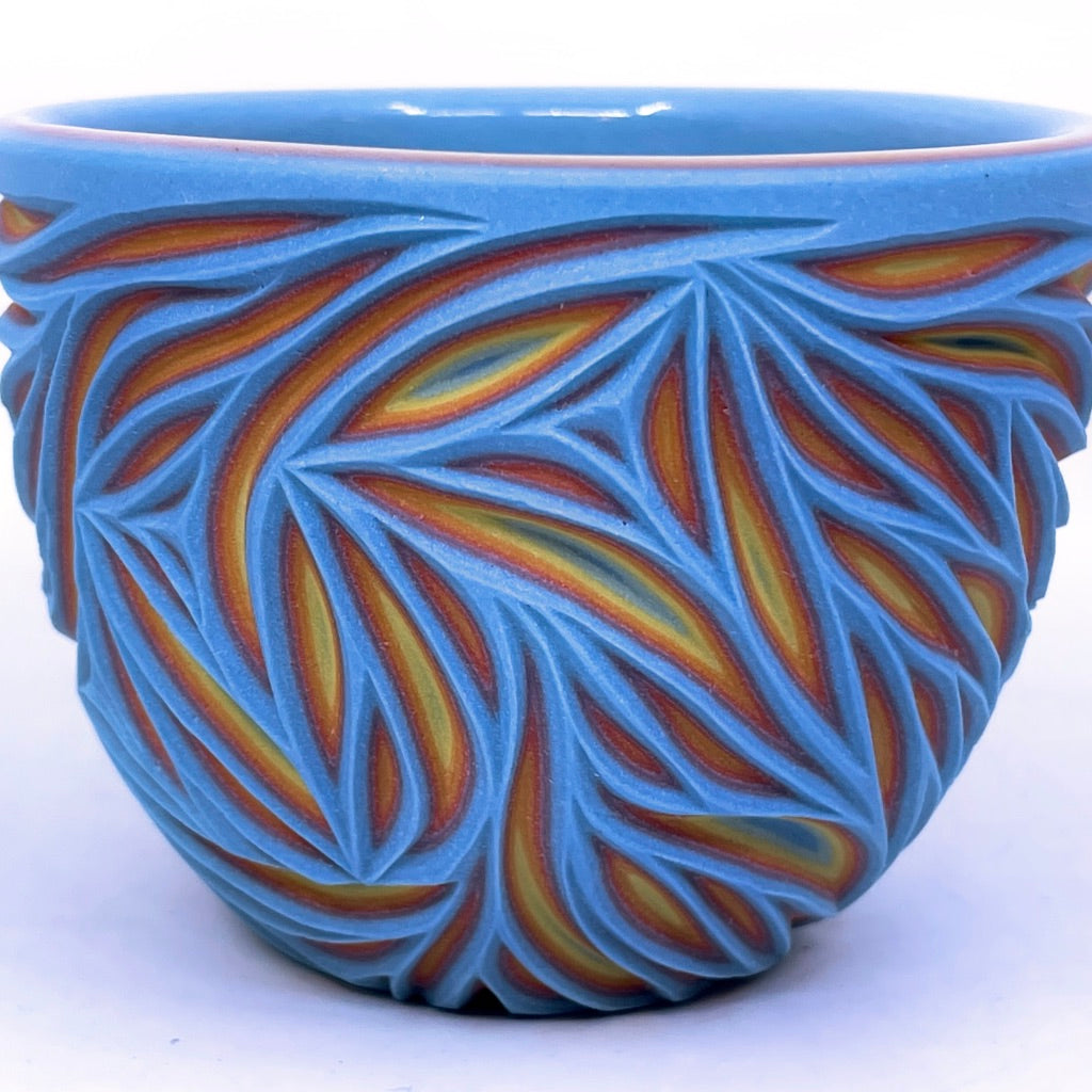 Intricate Carved Rainbow 7 Layer Teacup (limited stock ready to ship)